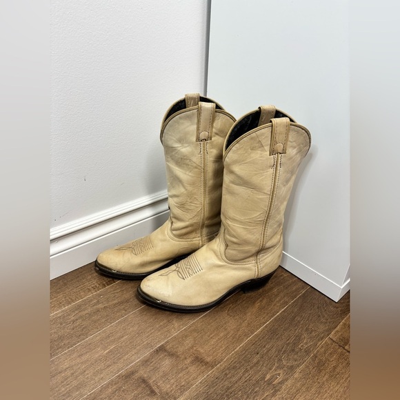 Men's Cream Western Boots - Picture 5 of 6